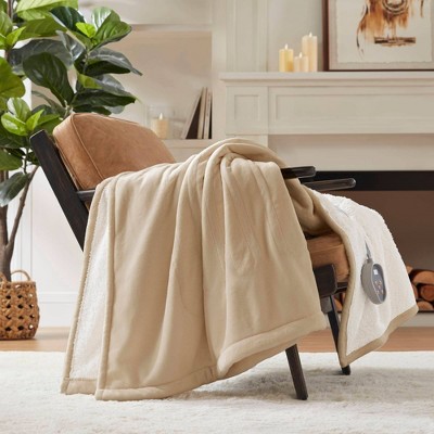 King Tan Knitted Reversible Plush Heated Blanket