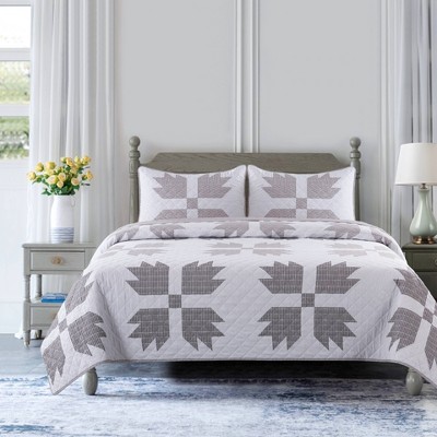 Twin 2pc Bear Claw Reversible Quilt Set Taupe - Country Living