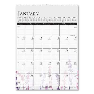 House of Doolittle 100% Recycled Wild Flower Wall Calendar 12 x 16.5 Wild Flowers 2022 3462