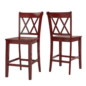South Hill X Back 24 in. Counter Chair (Set of 2) - Berry Red - Inspire Q