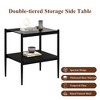 Anybear Set of 2 Rectangle End Table, Tempered Glass Tabletop with MDF Layer - 3 of 4
