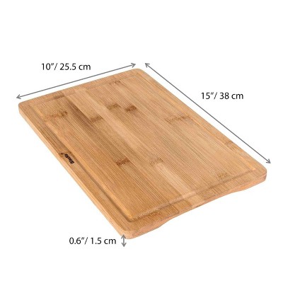 Large Bamboo Cutting Board with Juice Groove and Handles