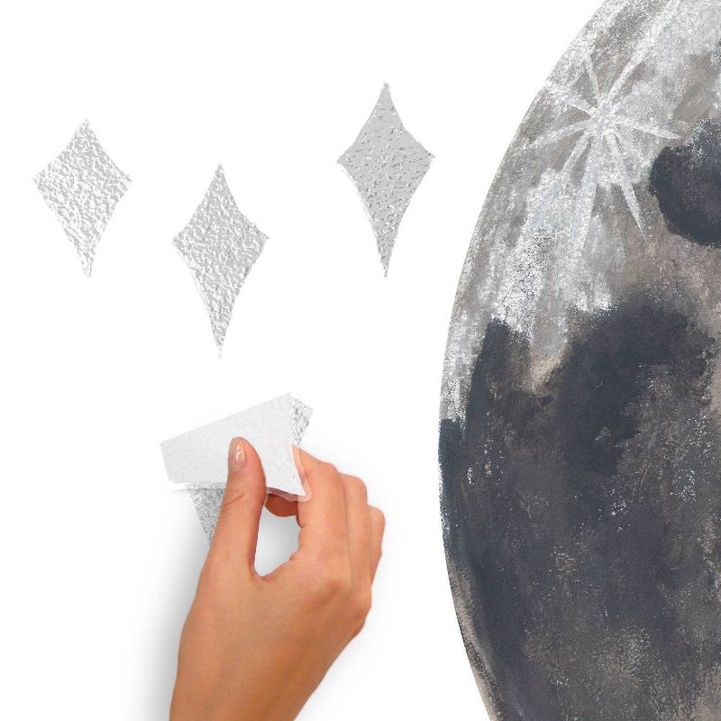 Moon Peel and Stick Wall Decal with Metallic Silver Ink Gray - RoomMates, 3 of 9