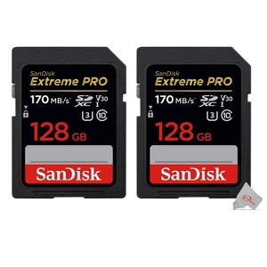 SanDisk Extreme Pro 128GB SDXC UHS-I/U3 V30 Class 10 Memory Card, Speed Up to 170MB/s - 2 Units - 1 of 3