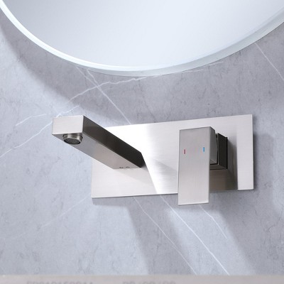 Brushed Nickel Single-Handle Wall-Mount Bathroom Faucet