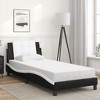 vidaXL Twin XL Bed Frame with LED Light - Faux Leather, Black/White, Plywood Slats, Waved Modern Design - 3 of 4