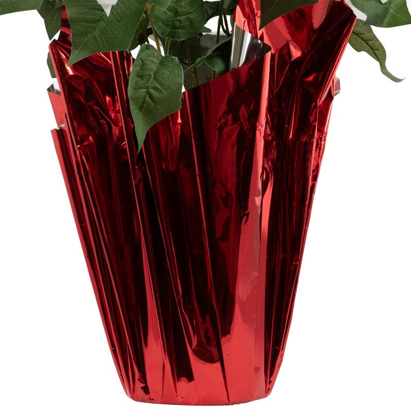 Northlight 26" White Artificial Christmas Poinsettia in Red Wrapped Base, 5 of 7