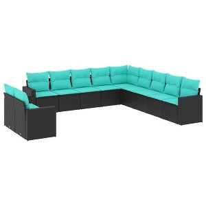 vidaXL Garden Sofa Set Black, Blue - 1 of 4