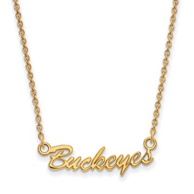Black Bow Jewelry 14k Yellow Gold Plated Sterling Silver Ohio State Buckeyes NCAA Necklace 18 Inch