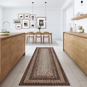 Grey/Blue Washable Runner Rug, Non-Slip Modern Hallway Carpet, Stain Resistant Low Pile Mat for Living Room, Bedroom, Kitchen - 1 of 4