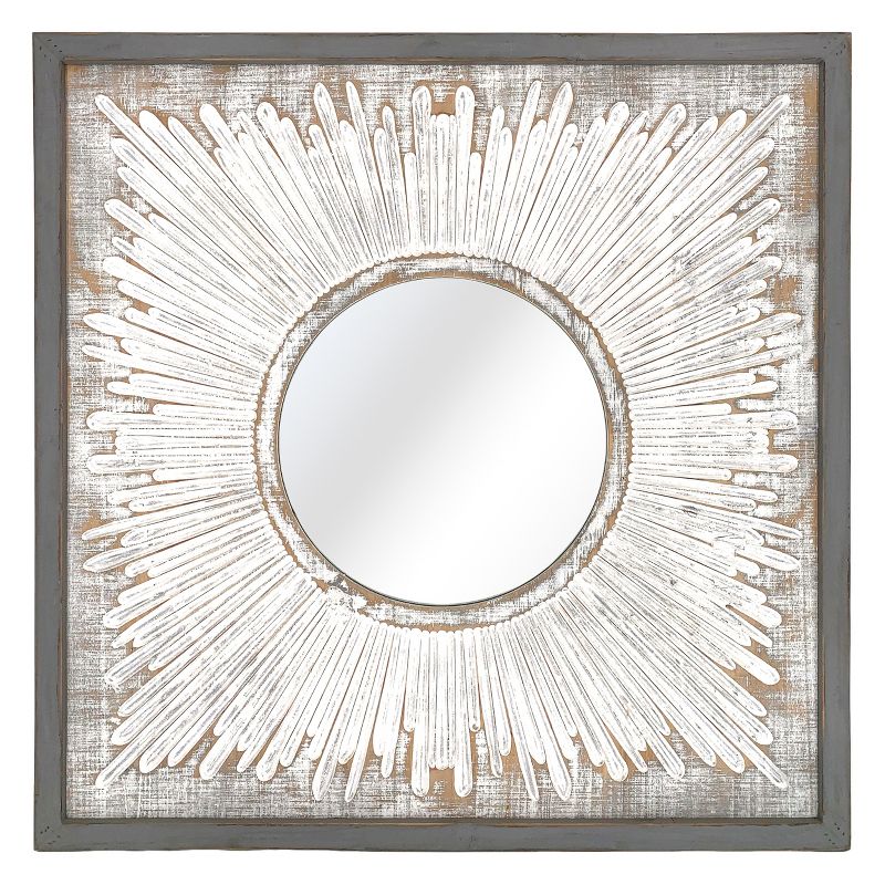 VIP Wood 33.75 in. Gray Frame with Round Mirror, 1 of 2