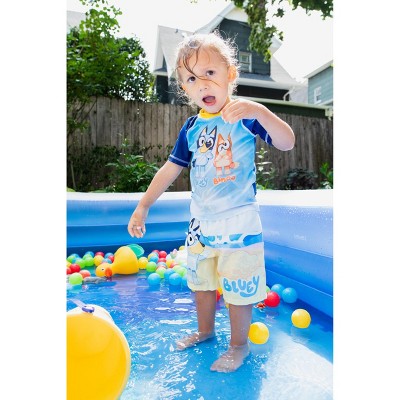 Bluey and Bingo Little Boys Raglan Pullover Swim Rash Guard Swim Trunks Blue 7-8 — фото 6