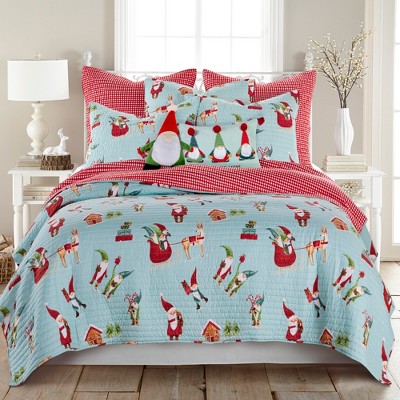 Levtex Home - Merry & Bright Gnome For The Holidays Mint Quilt : Target