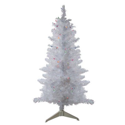 Northlight 4' Pre-lit White Iridescent Pine Artificial Christmas Tree - Multi Lights