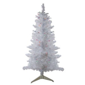 Northlight 4' Pre-lit White Iridescent Pine Artificial Christmas Tree - Multi Lights - 1 of 4