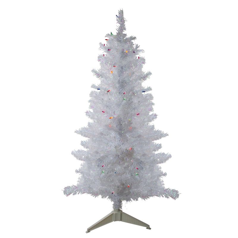 Northlight 4' Pre-lit White Iridescent Pine Artificial Christmas Tree - Multi Lights, 1 of 7
