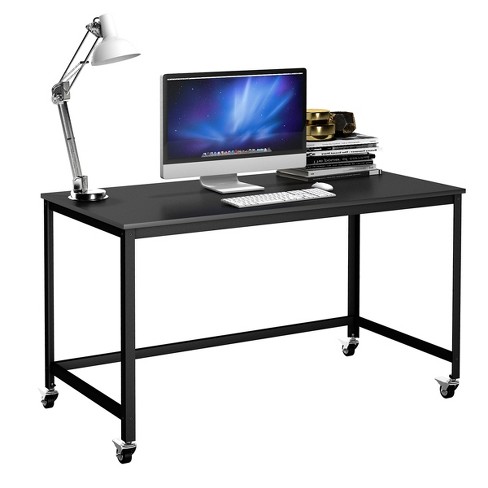 Costway Rolling Computer Desk Wood Top Metal Frame Laptop Table Study Workstation Black Target