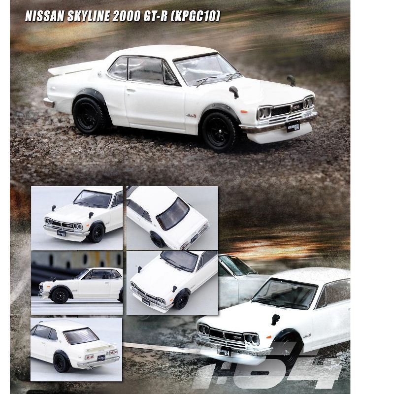 Nissan Skyline 2000 GT-R (KPGC10) RHD (Right Hand Drive) White 1/64 Diecast Model Car by Inno Models, 2 of 4