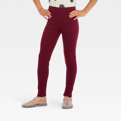 Girls Solid Ribbed Leggings Cat Jack Burgundy Xs Target