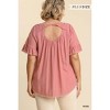 Women's Linen Blend Round Neck Ruffle Sleeves Top - umgee - 3 of 3