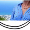 Premium Black Leather Cord Choker with Double Knot and Cowrie Shell, Adjustable for Women Men - 4 of 4
