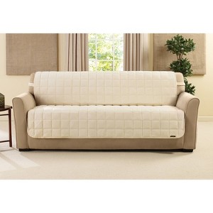 Deluxe Pet Armless Sofa Furniture Cover Ivory - Sure Fit: Machine Washable, Faux Suede Protector - 1 of 3