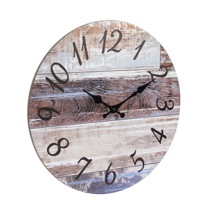 Round Rustic Wall Clock Brown - Stonebriar Collection, 3 of 8