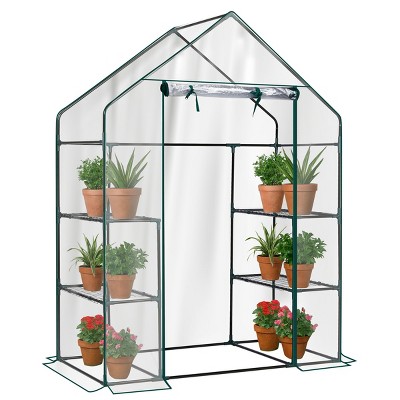 SEVOBAL Greenhouse Outdoor Durable PE Plant Green House for Frost Protection Shelf Clips Roll-up Zipper Door Walk-in for Planter, Clear, 98"*36"*9.5"