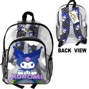 Hello Kitty 16" Kuromi Transparent Backpack with Front pocket, Black & Clear - 1 of 4