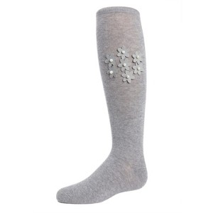 Memoi Floral Pearl Girls Cotton Blend Knee High Socks - 1 of 2