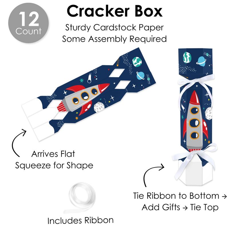 Big Dot of Happiness Blast Off to Outer Space - No Snap Rocket Ship Baby Shower or Birthday Party Table Favors - DIY Cracker Boxes - Set of 12, 6 of 10