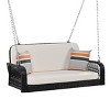 Nestfair 48.8" W Black Wicker Patio Swing Hanging Bench with Cushion Beige - 2 of 4