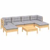 vidaXL Solid Pinewood Patio Lounge Set 7 Piece with Cushions Multi Colors - Brown and Gray - 3 of 4