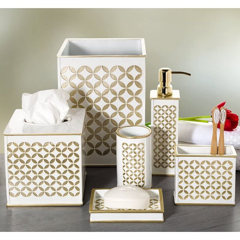 Creative Scents Diamond Lattice White and Gold Square Tissue Box, 2 of 8