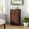 Chic Crate 10 Gal Tilt‑Out Trash Can Cabinet – Woodgrain Wave Textured Pull‑Out Bin, Walnut Finish Kitchen Organizer - 3 of 4