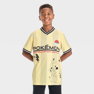 Boys' Pokemon Striped Soccer Jersey - Yellow