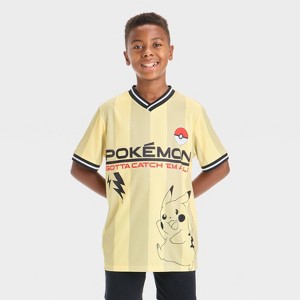 Boys' Pokemon Striped Soccer Jersey - Yellow - 1 of 4