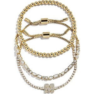 3-Piece Gold Plated Initial Bead Bracelet Set, Personalized Trendy Jewelry Gift for Women - 1 of 4