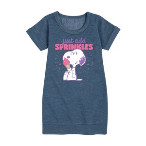 - Peanuts - Just Add Sprinkles Graphic Short Sleeve Fleece Dress - 1 of 4