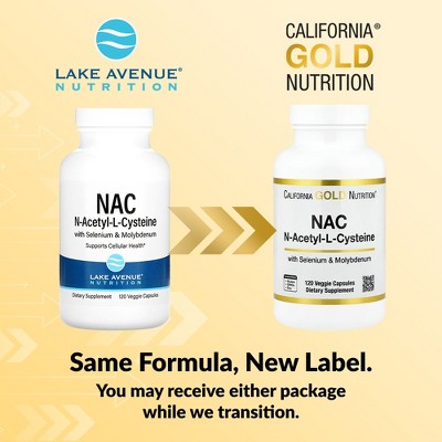 California Gold Nutrition N-Acetyl-L-Cysteine with Molybdenum and Selenium, 120 Veggie Capsules