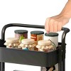 Infurnic Utility Storage Carts Easy Install 3-Tier Utility Cart with Wheels Handle Secure Baskets Mesh Bottom, Black, 42.50"*32.00"*10.00" - 4 of 4