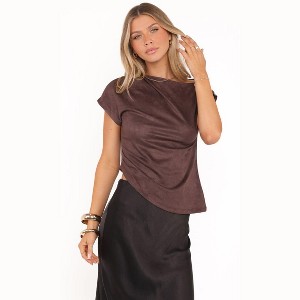 Vaila Faux Suede Off Shoulder Top - 1 of 4