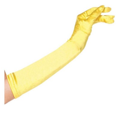 satin yellow gloves