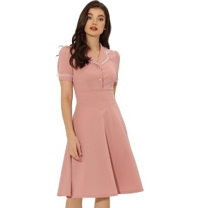 INSPIRE CHIC Women's Elegant Ruffled Peter Pan Collar Dresses - 1 of 4