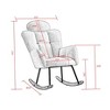 Teddy Fabric Upholstered Rocking Glider Chair, Mid Century Modern Accent Arm Chair with High Backrest and Pillows - ModernLuxe - 3 of 4