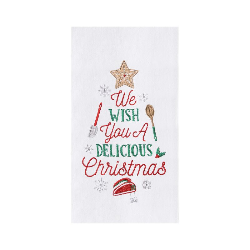 C&F Home Holiday "We Whish You a Delicious Christmas" Cookie Baking Themed Cotton Flour Sack Kitchen Dish Towel  27L x 18W in., 1 of 6