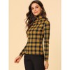 Allegra K Women's Turtleneck Long Sleeve Stretch Slim Plaid Casual Blouse - 2 of 4
