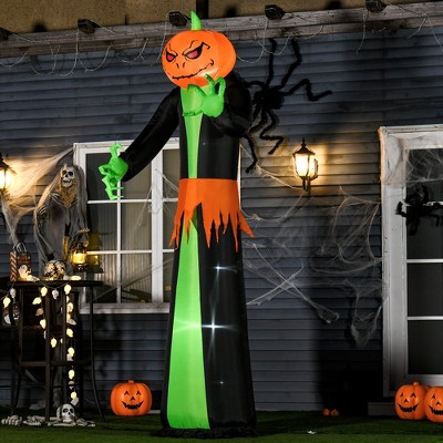 Homcom 9ft Inflatable Halloween Pumpkin Head Ghost With Build-in Led ...