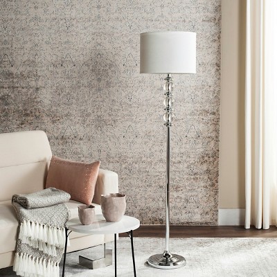 Riga 60" Chrome and Clear Crystal Floor Lamp with White Shade