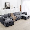 Hyleory Corduroy U-Shaped Sectional Sofa, 4-Seater Couch with 2 Movable Ottomans, Modular Living Room Furniture - 2 of 4